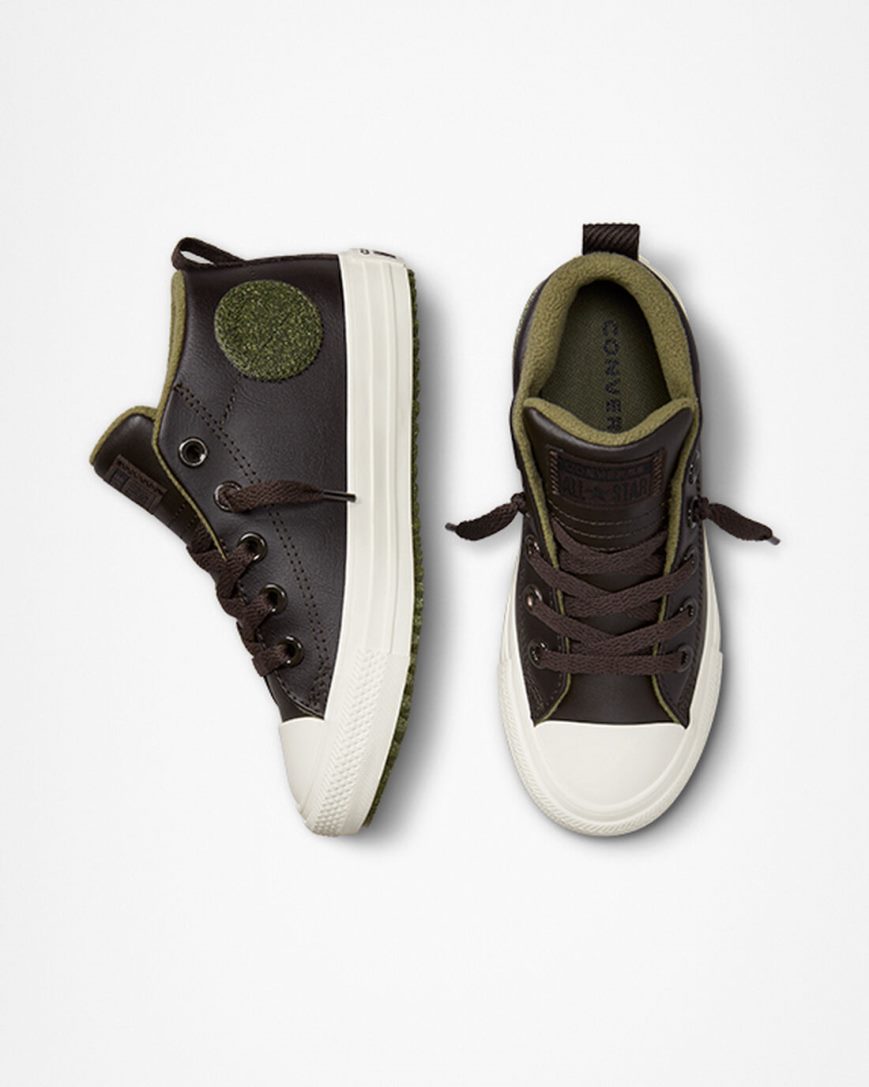 Tenis Converse Chuck Taylor All Star Street Boot Couro Cano Alto Menino Marrom | PT E03T750